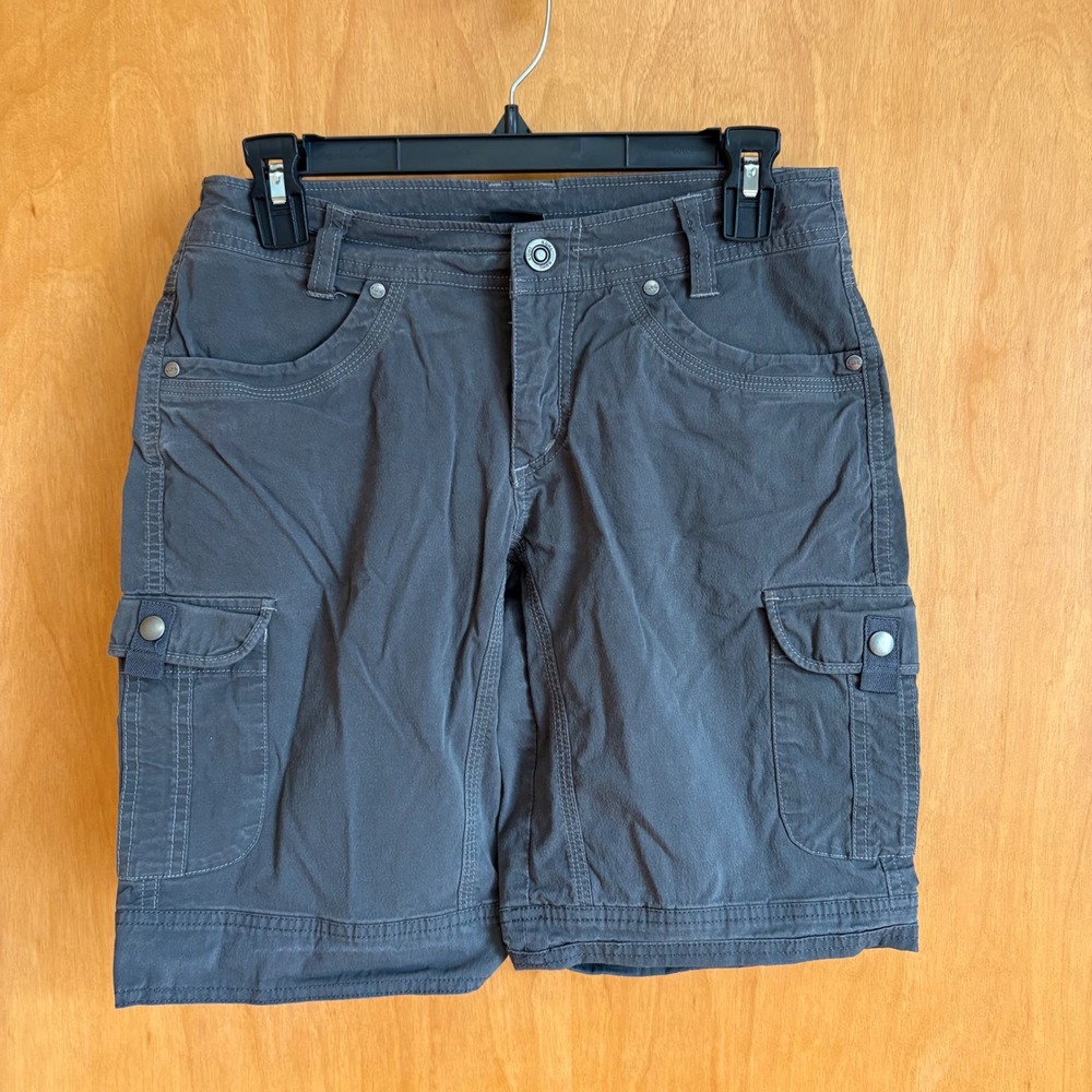 Kuhl Cargo Shorts Women 4 Gray Born‎ Free Mid Rise Hiking Utility 9 Inch Inseam